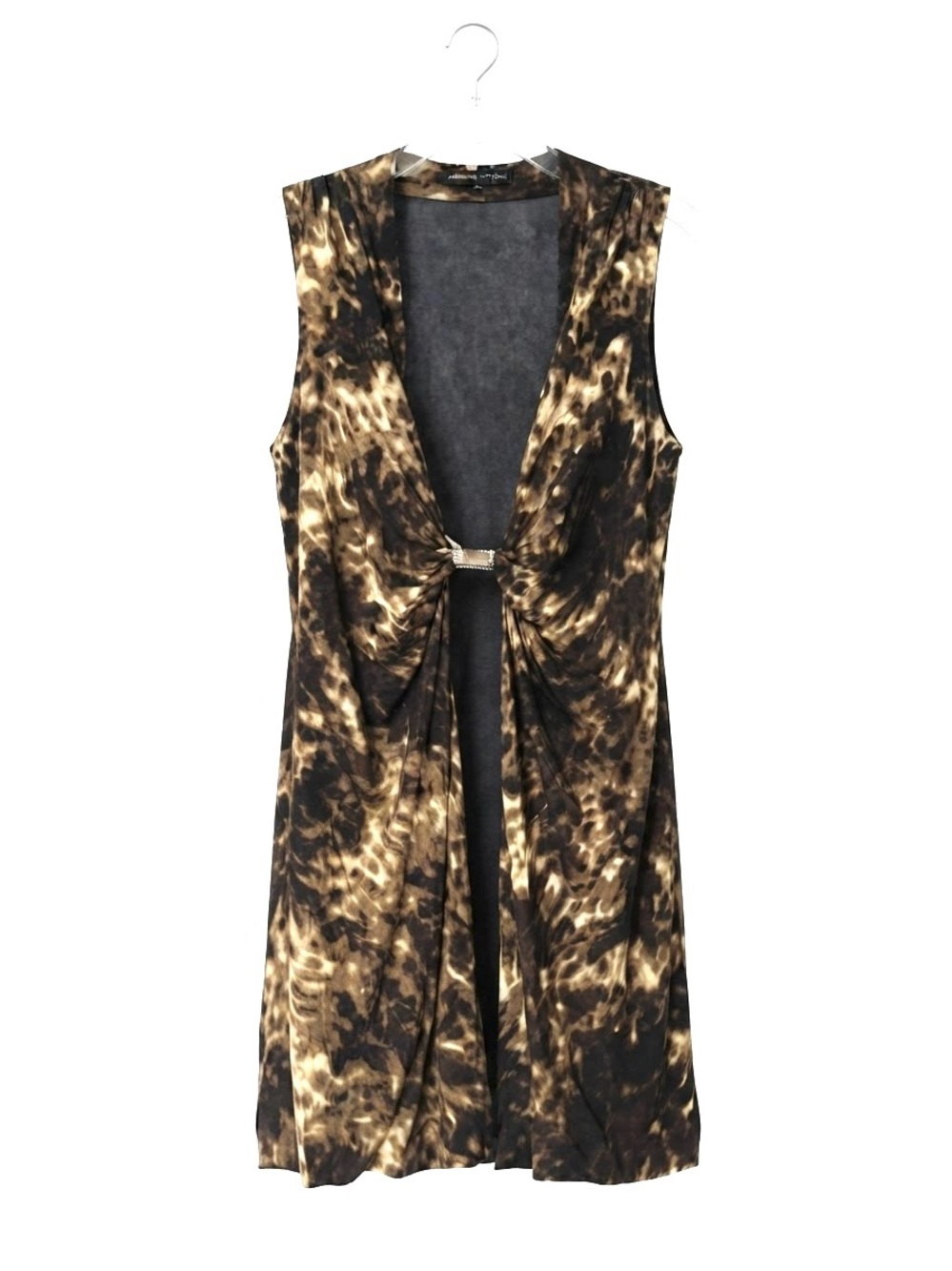 Adrienne Vittadini Brown & Black Tie-Dye Backless Dress with Front Ring size L